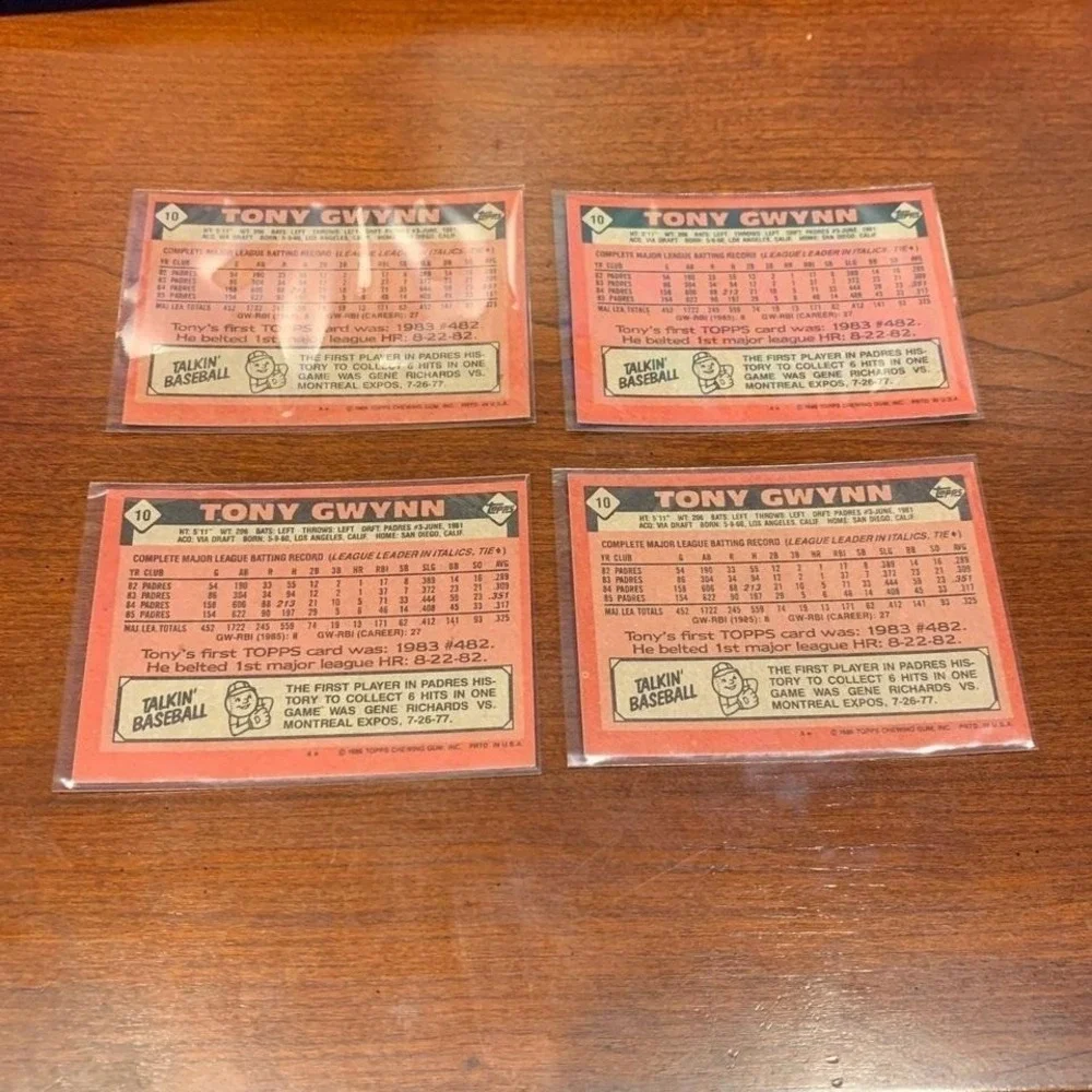 1986 Topps Tony Gwynn Lot of 4